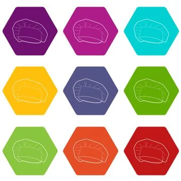 Chef cap icons set 9 vector Stock Illustration