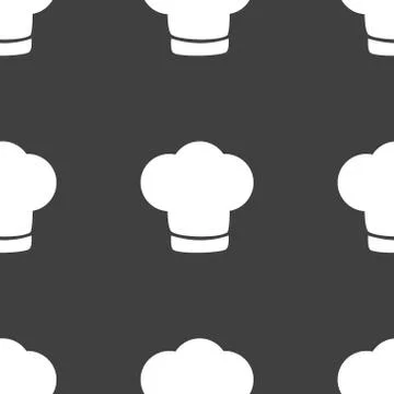 Chef cap web icon. flat design. Seamless gray pattern. 스톡 일러스트