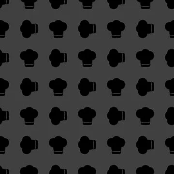 Chef cap web icon. flat design. Seamless gray pattern. 스톡 일러스트