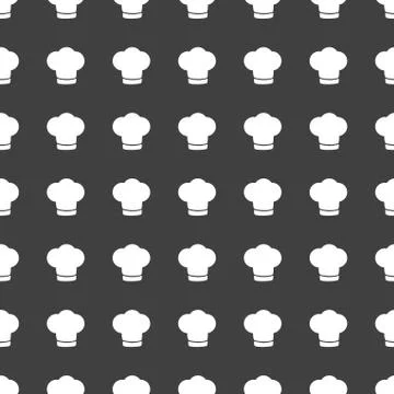 Chef cap web icon. flat design. Seamless gray pattern. 스톡 일러스트