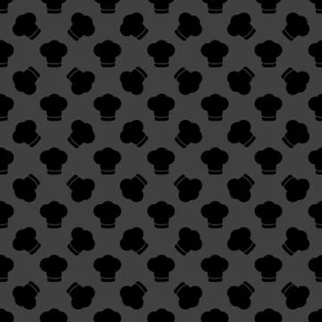 Chef cap web icon. flat design. Seamless gray pattern. 스톡 일러스트
