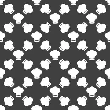 Chef cap web icon. flat design. Seamless gray pattern. 스톡 일러스트
