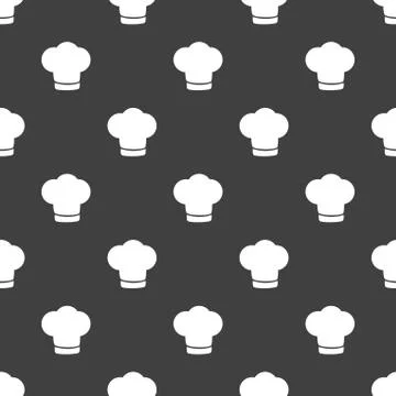 Chef cap web icon. flat design. Seamless gray pattern. Illustrazione stock