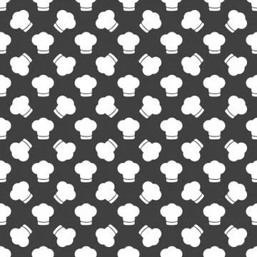 Chef cap web icon. flat design. Seamless gray pattern. 스톡 일러스트