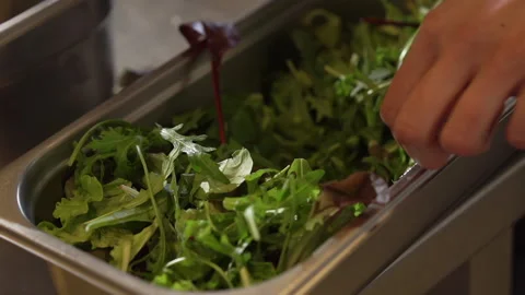 Chef carefully selecting bio arugula rucola Stock Footage 236994902