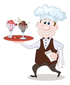 Chef Carries Ice Cream Stock-Illustration