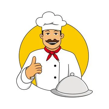 Chef cartoon vector illustration. chef logo template. Stock Illustration