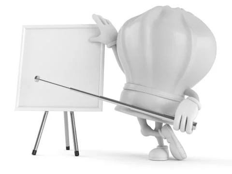 Chef character with blank whiteboard Stock Illustration