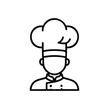 (Chef Character Icon. A clean, modern white graphic of a kitchen profession.. Stock Illustration