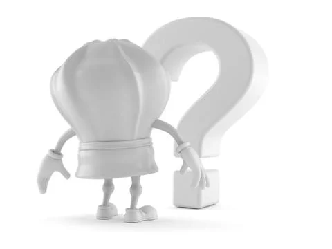 Chef character looking at question mark symbol Stock Photos