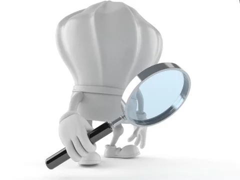 Chef character looking through a magnifying glass Stock Illustration