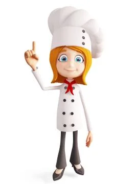 Chef character with pointing pose Stock Illustration