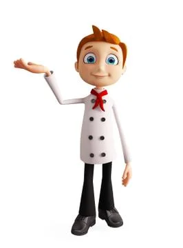 Chef character with presentation pose Stock Illustration