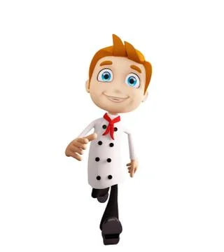 Chef character with running pose Stock Illustration