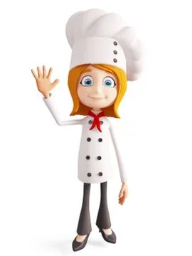 Chef character with saying bye pose Stock Illustration