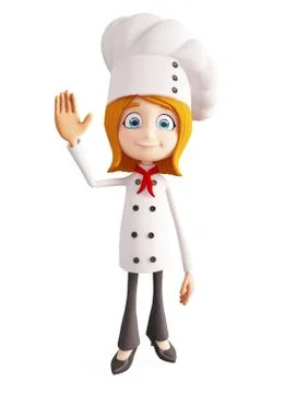 Chef character with saying hi pose Stock Illustration