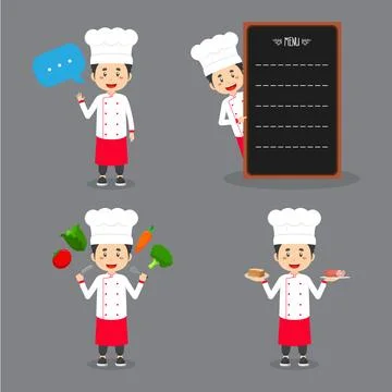Chef Character With Various Activities Stock Illustration