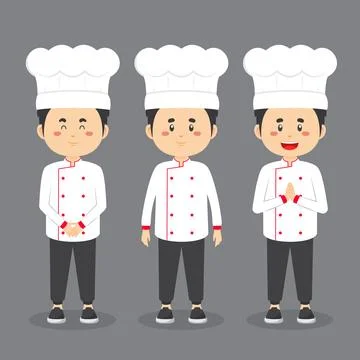 Chef Character with Various Expression Stock Illustration