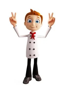 Chef character with win pose Stock Illustration