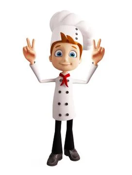 Chef character with win pose Stock Illustration