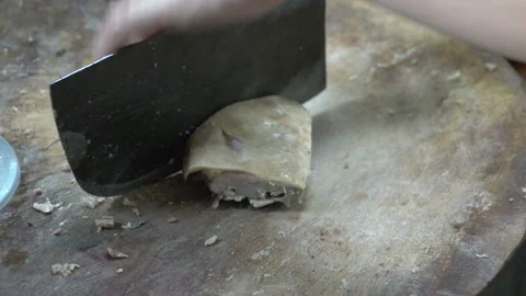 Chef of China restaurant is slicing roasted Peking Duck. Beijing, China. Stock Footage 92878889