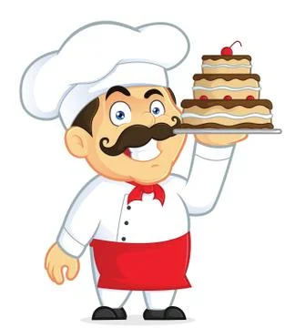 Chef with Chocolate Cake Stock Illustration