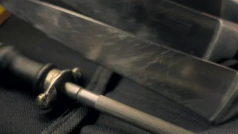 The chef chooses a knife for work Stock Footage 139229698