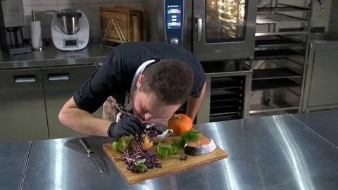 The chef chooses products Stock Footage 97880825