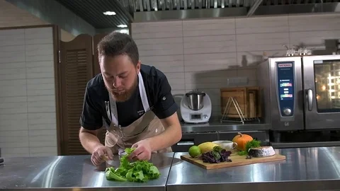 The chef chooses products Stock Footage 97880834