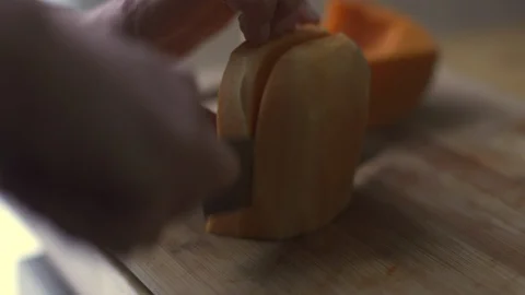 Chef Chopping Butternut Squash Stock Footage 127145272