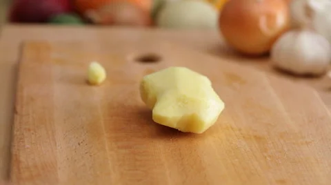 Chef chopping ginger, closeup Stock Footage 56345484