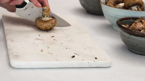 Chef chopping mushrooms Stock Footage 138450806