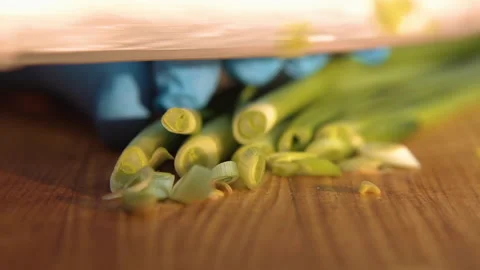 The chef is chopping onions for cooking Stock Footage 158021719