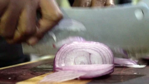 Chef chopping Onions Stock Footage 184595599
