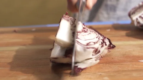 Chef Chopping Red Cabbage 02 Stock Footage 127127327