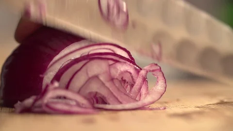 Chef chopping Red Onion Stock Footage 85785473