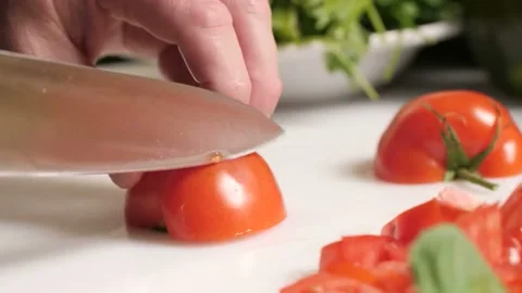 Chef Chopping Tomato Stock Footage 272792053