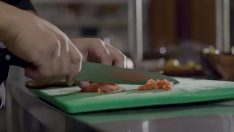 Chef Chopping Vegetables Slow Motion Stock-Footage 278281411