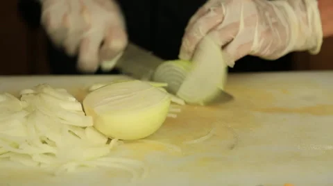 Chef Chops Onion Stock Footage 65481458