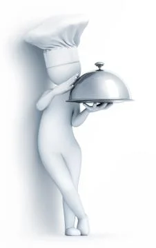 Chef with a cloche Stock Illustration
