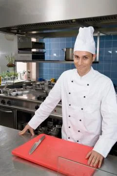 A chef in a commercial kitchen Stock Photos