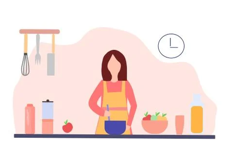 The chef conducts a master class in cooking food, vector graphics Stock Illustration