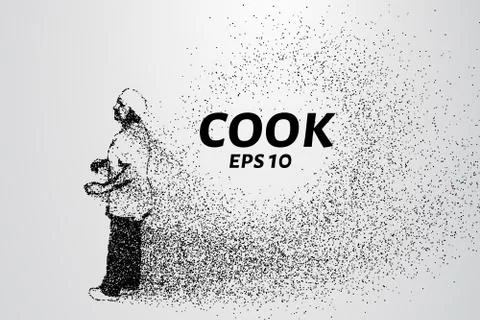 Chef consists of particles. The silhouette of the cook consists of dots and.. Stock Illustration