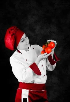 Chef is controlling tomato quality Stock Photos
