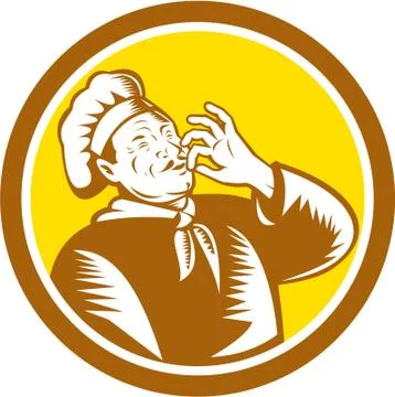 Chef cook baker belissimo smiling circle retro Illustrazione stock
