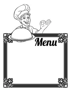 Chef Cook Baker Cartoon Man Menu Sign Background Stock Illustration