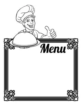 Chef Cook Baker Cartoon Man Menu Sign Background Stock Illustration