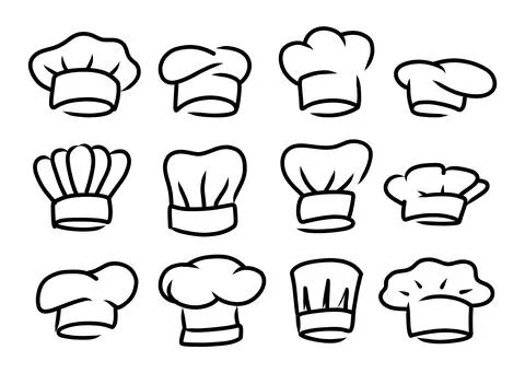 Chef cook icons. Vector cook cap logos for restaurant Stock Illustration