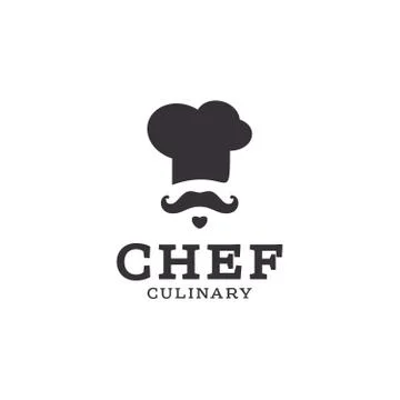 Chef cook logo icon toque, chefs hat vector trend flat style brand mustache Stock Illustration