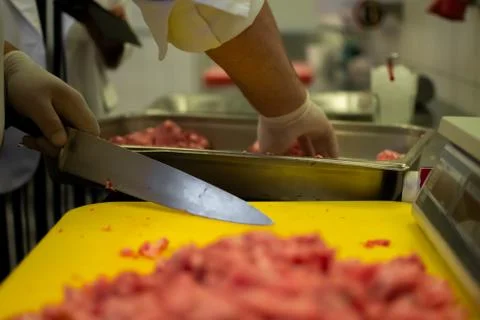 Chef cook preparing meatloaf composition Stock Photos